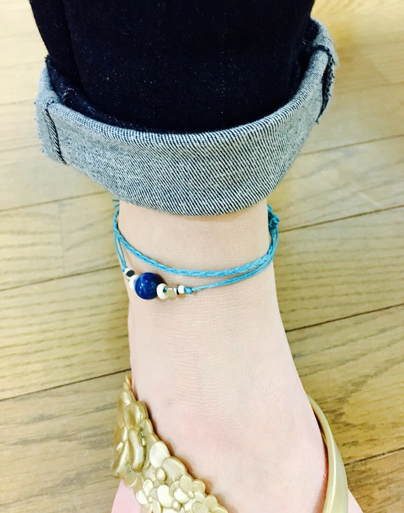 新作☆イロトリドリノセカイ〜ひと粒の天然石〜anklet or bracelet☆1点700円 2枚目の画像