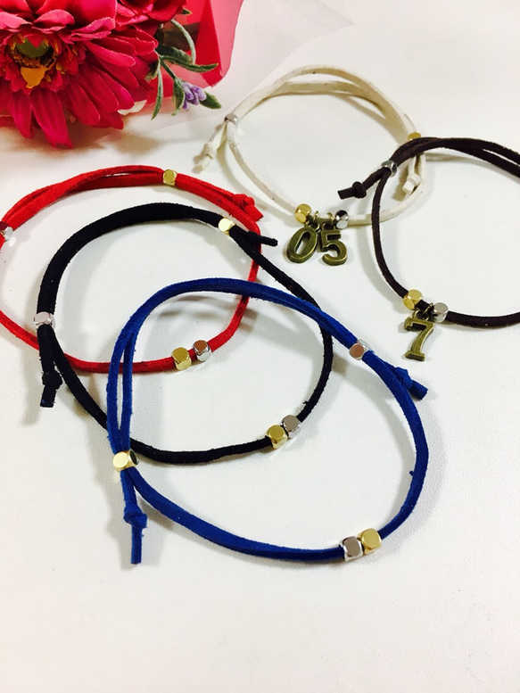 新作☆2way☆simple anklet&bracelet☆suède×真鍮☆1点500円 2枚目の画像