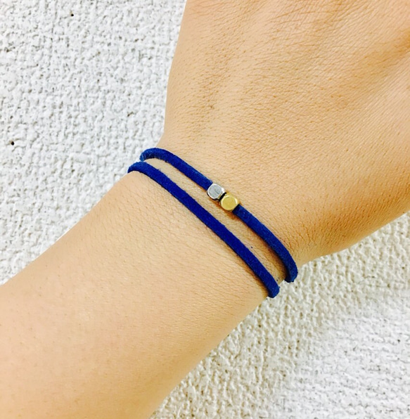 新作☆2way☆simple anklet&bracelet☆suède×真鍮☆1点500円 4枚目の画像