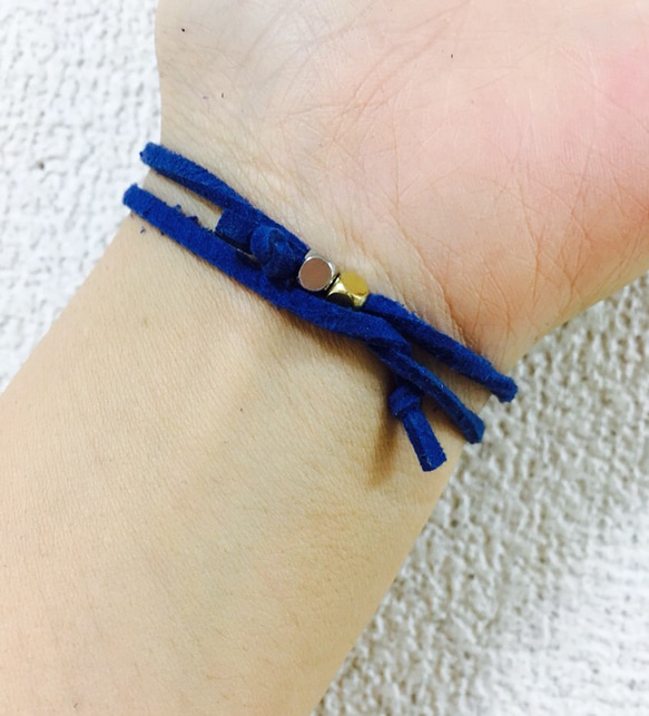 新作☆2way☆simple anklet&bracelet☆suède×真鍮☆1点500円 5枚目の画像