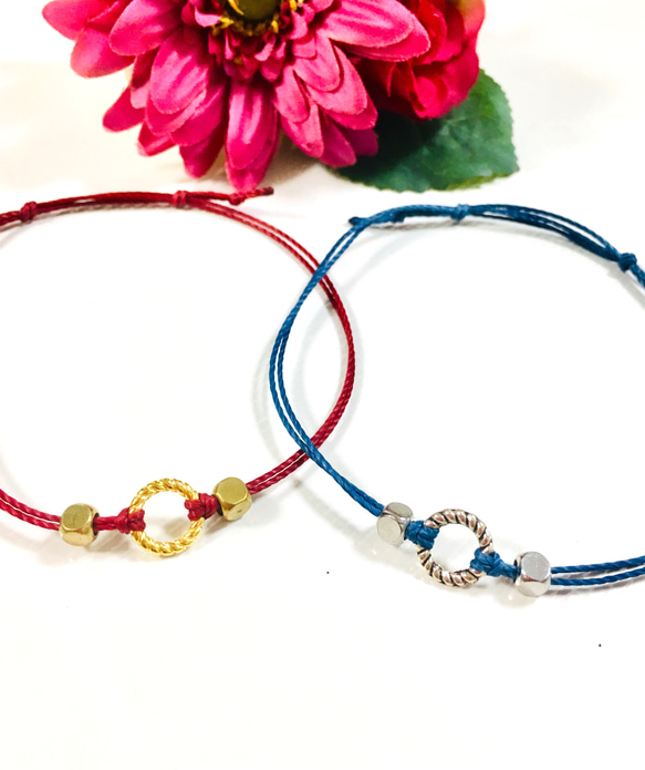 ペアセット＊twist ring・simple cord anklet or bracelet＊全11色 1枚目の画像