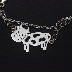 乳牛 - 經典動物鏤空 (純銀手鍊 雙層 客製長度 可愛 手工銀飾) 第3張的照片