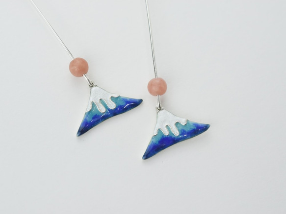 富士山 (琺瑯純銀耳環 景泰藍 七寶燒 enamel) ::C%手工飾品:: 第1張的照片