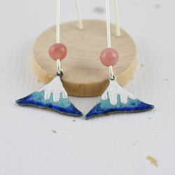 富士山 (琺瑯純銀耳環 景泰藍 七寶燒 enamel) ::C%手工飾品:: 第4張的照片