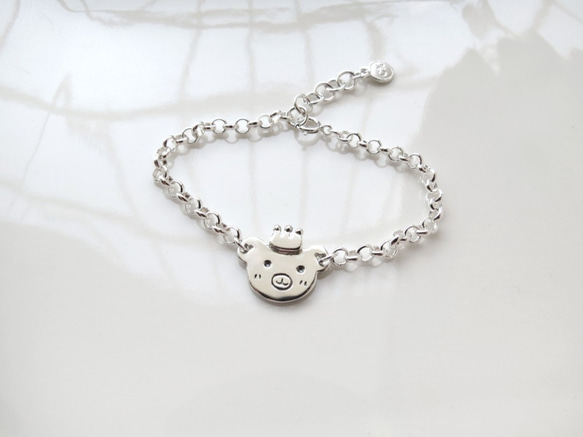 熊熊 - 小朋友手鍊 | 925純銀 寶寶週歲禮 可加購刻字 動物銀飾 第4張的照片