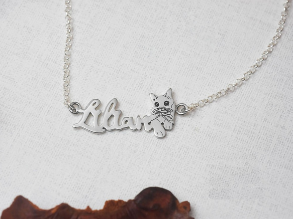【Customize】English name necklace with cute animals (custom-m 4枚目の画像