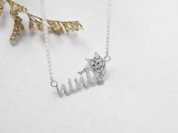 【Customize】English name necklace with cute animals (custom-m 5枚目の画像