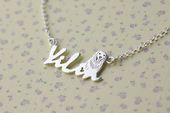 【Customize】English name necklace with cute animals (custom-m 1枚目の画像