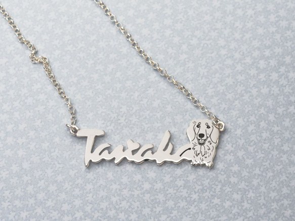 【Customize】English name necklace with cute animals (custom-m 2枚目の画像