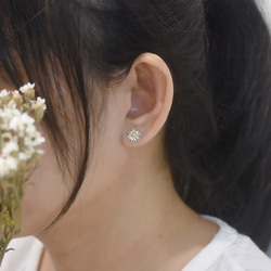 小雛菊的春天 | 可改夾式 純銀/鍍K金/鍍白K耳環 花朵耳環 第5張的照片