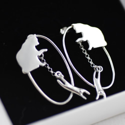 貓奴人生 (純銀耳環 女款 可愛動物 手工銀飾 情人節) 第2張的照片