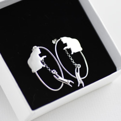 貓奴人生 (純銀耳環 女款 可愛動物 手工銀飾 情人節) 第1張的照片