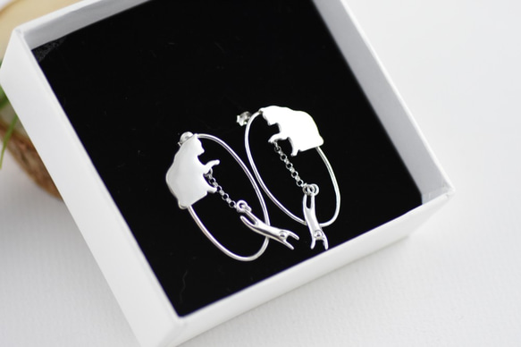 貓奴人生 (純銀耳環 女款 可愛動物 手工銀飾 情人節) 第1張的照片