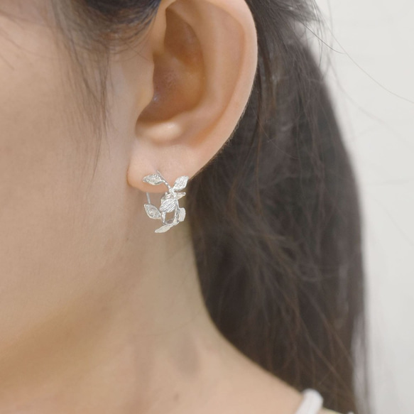 小樹枝 | 純銀耳環 女款 圈式耳環 手工銀飾 情人節禮物 第5張的照片
