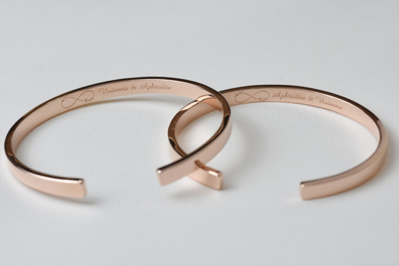 【客製化】刻字C型手環 | 情侶對環 銅鍍 or 銀鍍玫瑰金/K金 情人禮物 第4張的照片