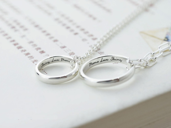 【Customize】Simple ring necklaces (engraved couple rings) 4枚目の画像