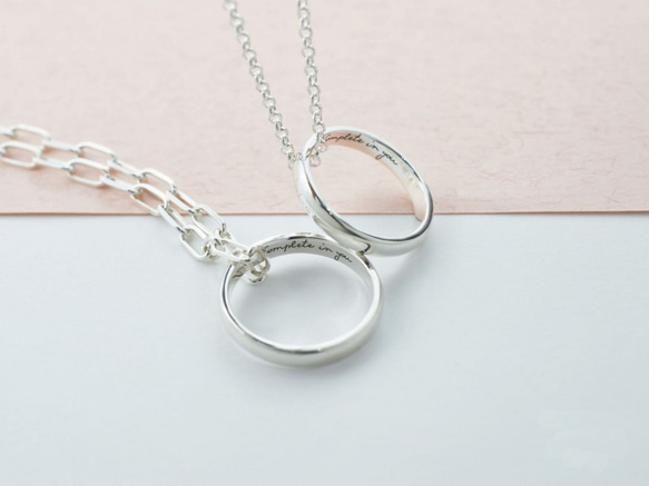 【Customize】Simple ring necklaces (engraved couple rings) 3枚目の画像