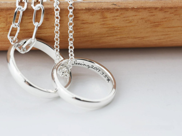 【Customize】Simple ring necklaces (engraved couple rings) 9枚目の画像