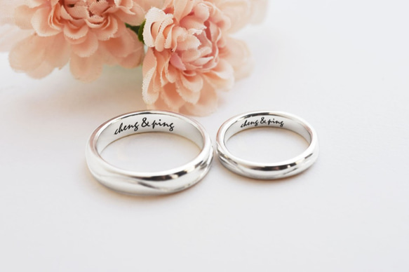 Customize】Happiness curve carve couple rings (engravable