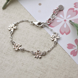 櫻花 | 純銀手鍊 玫瑰金 白K手鍊 花朵 手工銀飾 情人禮物 第1張的照片