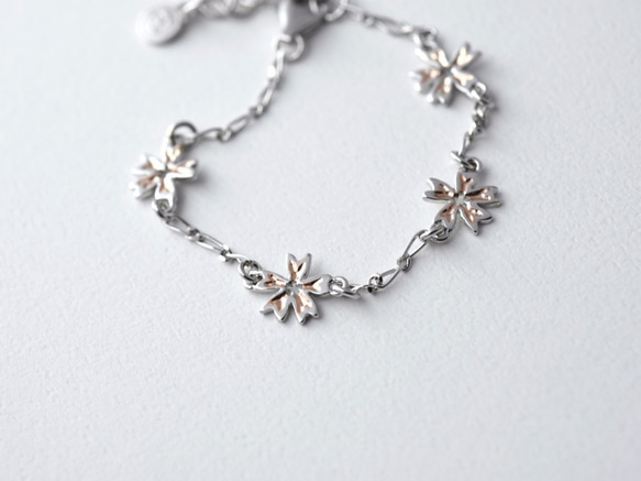 櫻花 | 純銀手鍊 玫瑰金 白K手鍊 花朵 手工銀飾 情人禮物 第3張的照片