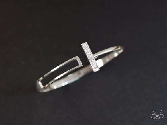 幾何長方形打質感層次手環 (925純銀 女款 手工銀飾) 第3張的照片