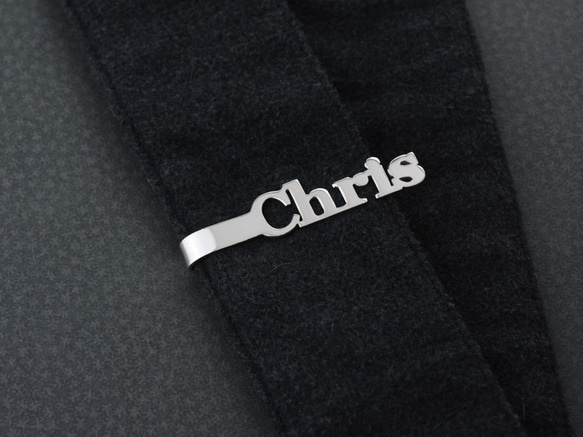 【客製化刻字】英文名字/字母領帶夾 | 925純銀 男生西裝配件 情人節 父親節禮物 第2張的照片