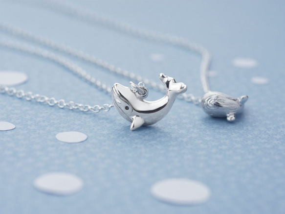 尖頭クジラ | 繊細な925スターリングシルバーネックレス、女性用3D動物