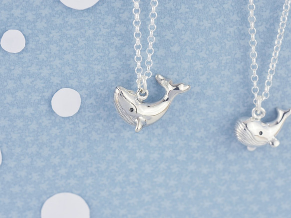 尖尖頭鯨魚 | 細項鍊 925純銀 女款 立體動物 手工銀飾 第4張的照片
