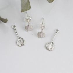 小圓葉 (純銀耳環 2件式 女款 植物 手工銀飾) 第4張的照片