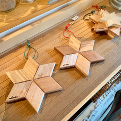 ZARA 木製 雪の結晶 鍋敷き 雪の結晶型 木製 鍋敷き 1枚 キャンプ アウトドア スノークリスタル