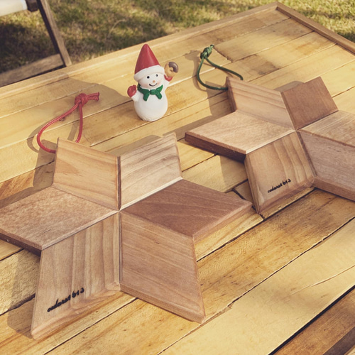 雪の結晶型 木製 鍋敷き 1枚 キャンプ アウトドア スノークリスタル