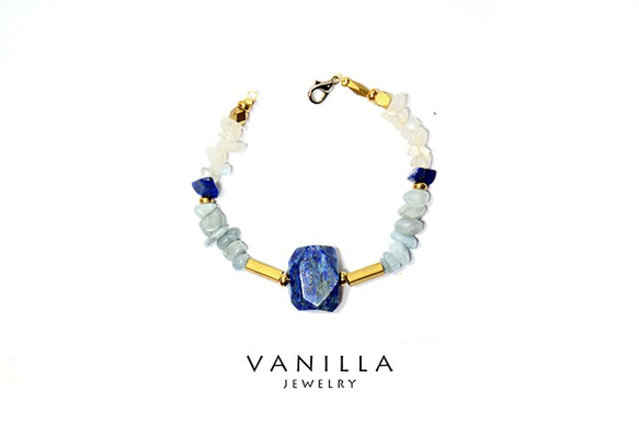 Vanilla Jewelry獨家設計款-「馬德里的藍色城堡」純手工天然石黃銅手鍊-可客製 第1張的照片