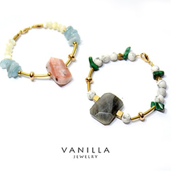 Vanilla Jewelry獨家設計款-「馬德里的綠色花園」純手工天然石黃銅手鍊-可客製 第5張的照片
