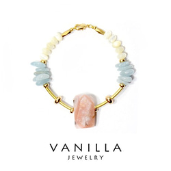 Vanilla Jewelry獨家設計款-「馬德里的粉紅馬車」純手工天然石黃銅手鍊-可客製 第1張的照片