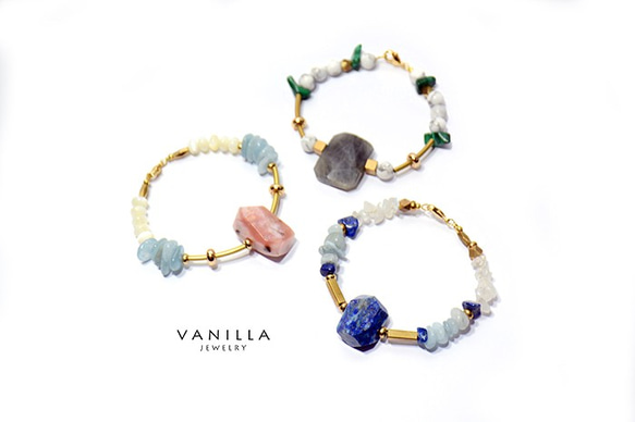 Vanilla Jewelry獨家設計款-「馬德里的粉紅馬車」純手工天然石黃銅手鍊-可客製 第3張的照片