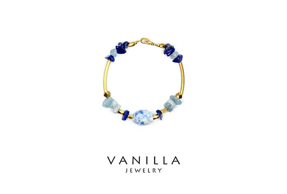 vanilla jewelry 獨家設計款- 純手工天然石黃銅手鍊-可客製 第1張的照片