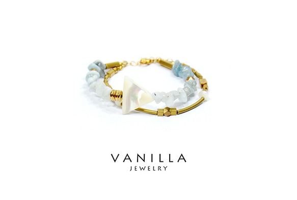 vanilla jewelry 獨家設計款- 純手工天然石黃銅手鍊-雙鍊款 可客製 第2張的照片