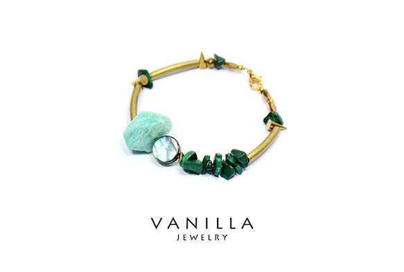 vanilla jewelry 獨家設計款-「荊棘的嫉妒」 純手工天然石黃銅手鍊-可客製 第2張的照片