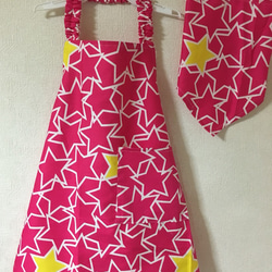 星ピンク♡キッズエプロン&三角巾 1枚目の画像