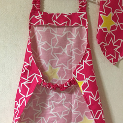 星ピンク♡キッズエプロン&三角巾 2枚目の画像