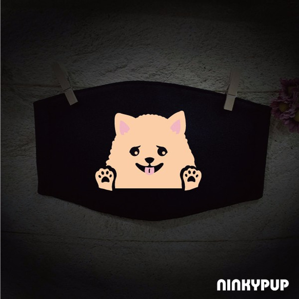 【博美犬Pomeranian】手工反光口罩 冬季保暖小物 NINKYPUP 第2張的照片