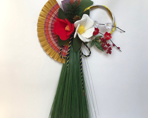 Yoomin★大王松の大きめしめ縄飾り＆赤いタッセルのしめ縄飾り SALE お正月飾り お花 迎春飾り 玄関飾り しめ縄飾り 和モダン