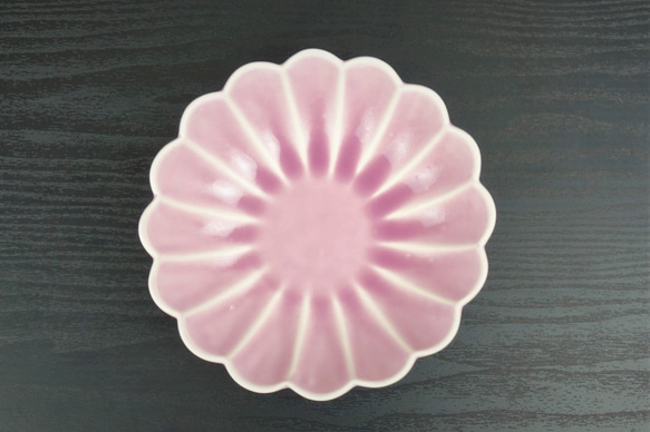 15.7×4.7ｃｍ　菊輪花鉢 紫釉 1枚目の画像