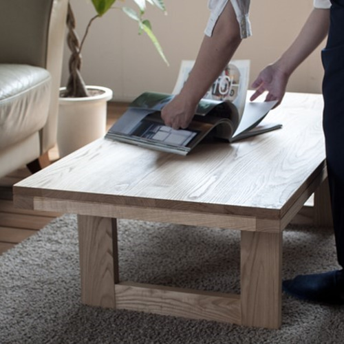 天然オイル仕上「栗の木」2WAYローテーブル ローテーブル・リビング