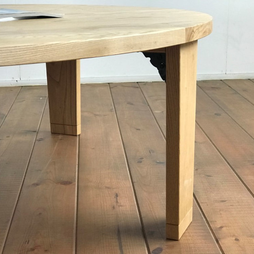 天然オイル仕上「栗の木」90cmちゃぶ台 【折りたたみ仕様】 ロー