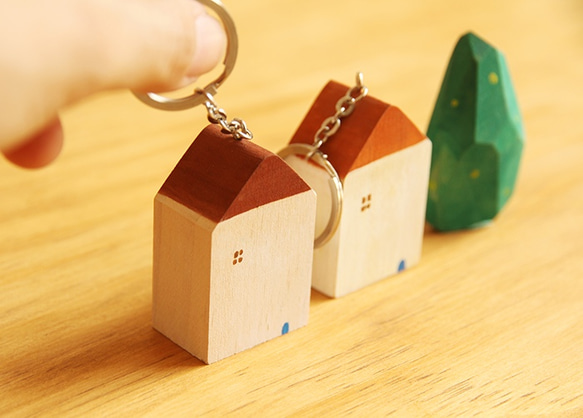 窩心-木頭彩繪小房子 / 屋系列-聖誕小物鑰匙圈(單件販售) 第4張的照片