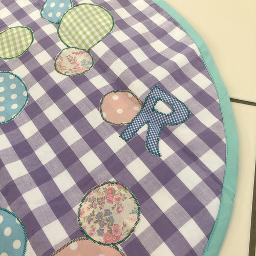 カフェマット水玉アップリケ イニシャル入り セミオーダー おもちゃ