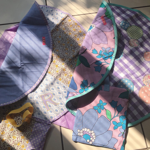 カフェマット水玉アップリケ イニシャル入り セミオーダー おもちゃ