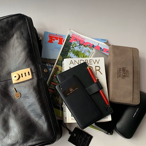 3way英国デザイン牛革かばんValiseドクターズ ブラックBuff Ⅲ